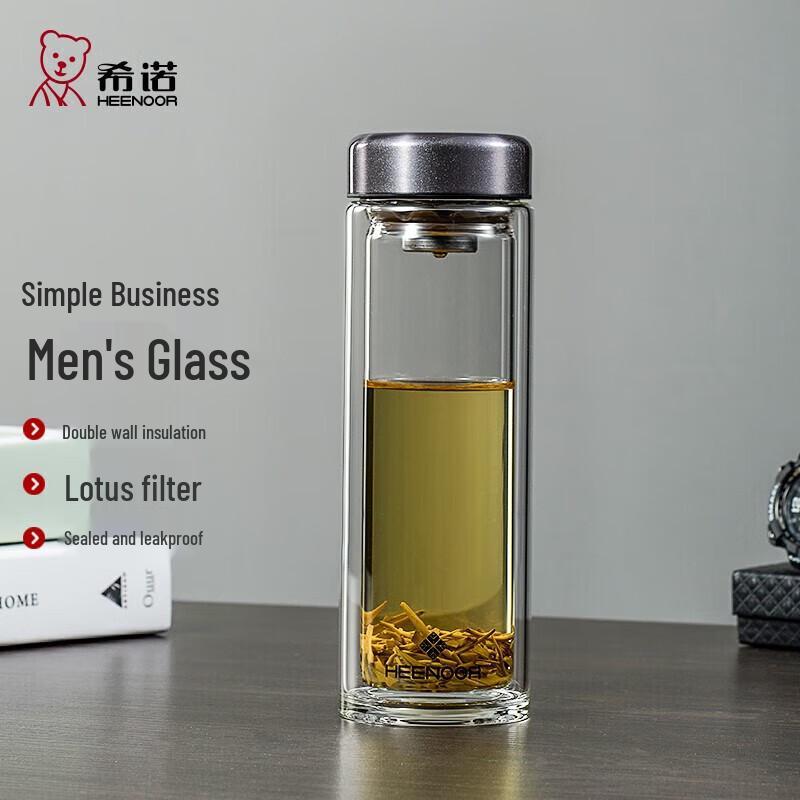 Xinuo N-6568 Double Wall Glass Tumbler with Tea Filter