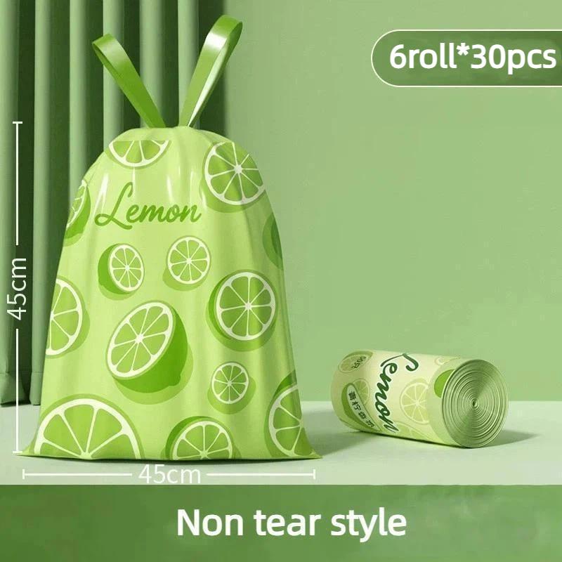 Disposable Lemon Scent Trash Bags Thickened Drawstring 10-100 Sheets Easy Tie Garbage Bags for Household Kitchen Office