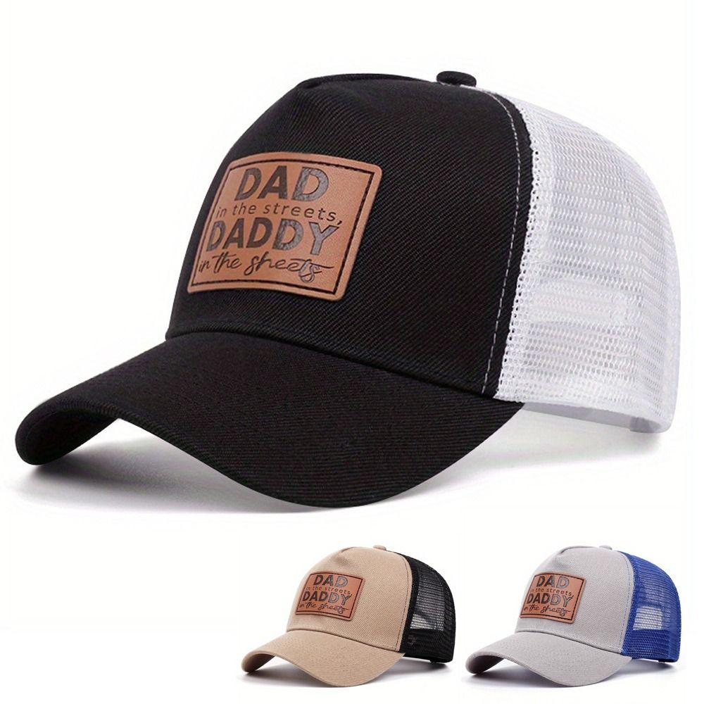 Adjustable Distressed Faded Cap DAD DADDY Leather Label Sunscreen Hats  For Man Women