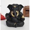 Black Terracotta Appu Ganesha with Gold Color Work for Car Dashboard Home Decor Gifting Diwali Birthday Festival