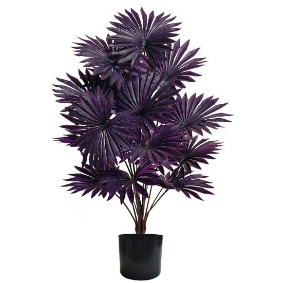 Purple Artificial Palm Tree Realistic Faux Palm Tropical Leaves Fake Palm Branches for Halloween Christmas Indoor Outdoor Decor