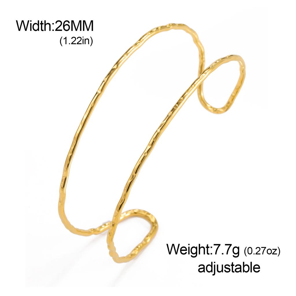 Double Layer Cuff Bracelet Women Stainless Steel Gold Open Bangle Minimalist Geometric Jewelry Gift