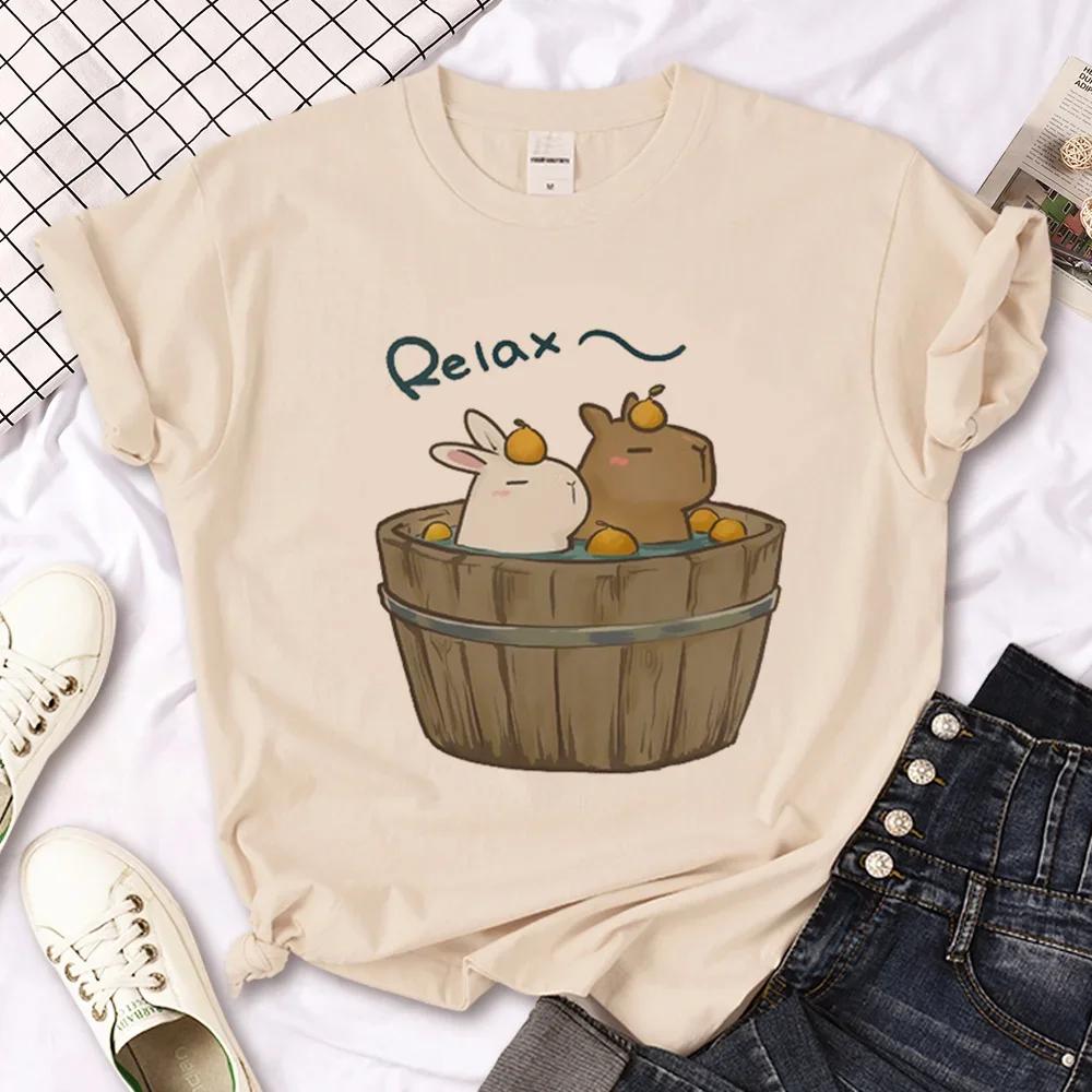 Capybara Capybara T-Shirts Herren Y2K Designer Sommer T-Shirt Junge Y2k 2000er Japanische Kleidung Kawaii T-Shirt Grafik-Top Weiblich