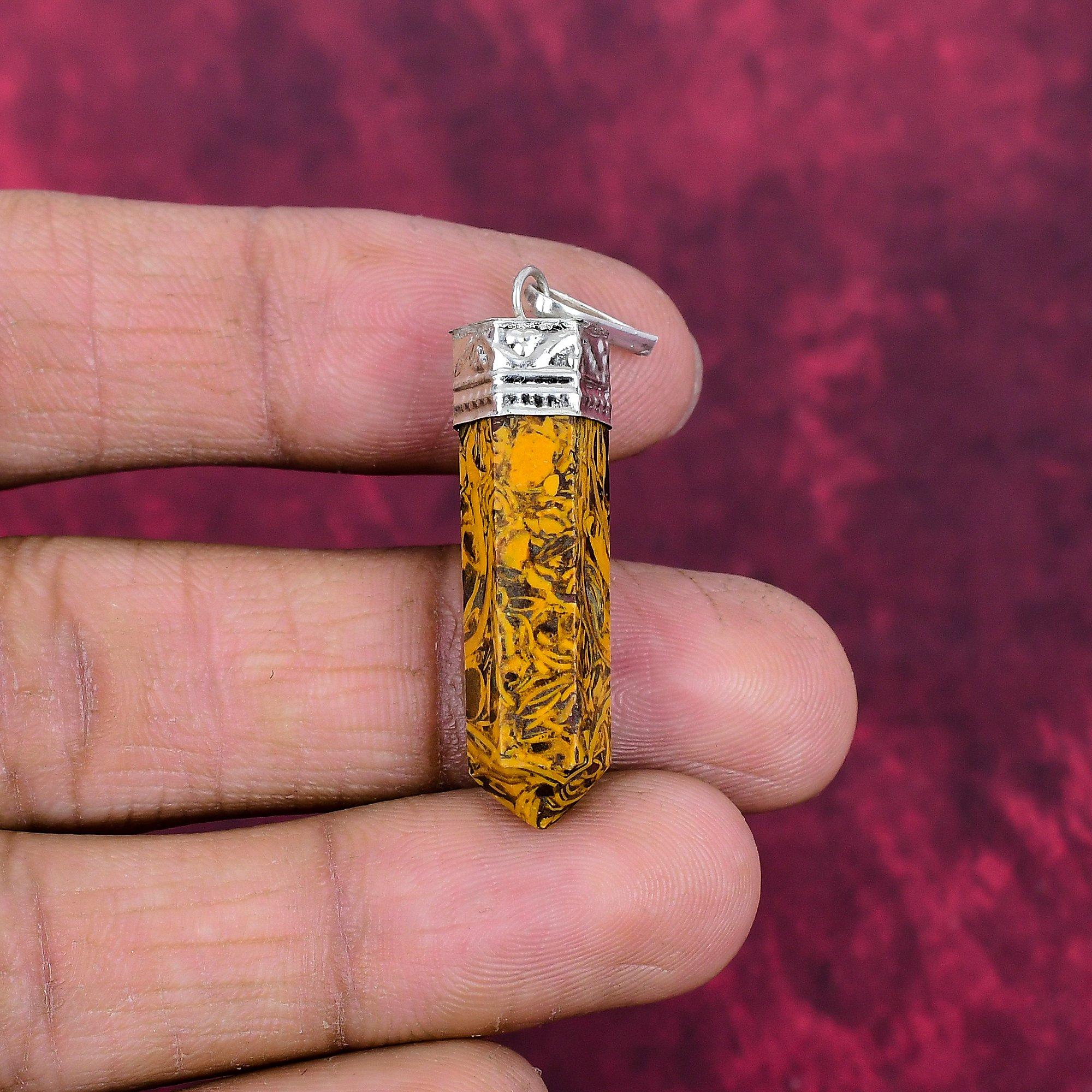 

Snakeskin Jasper Pendant, 925 Solid Sterling Silver Jewelry, Gemstone Pendant, Gift For Her Handmade Dainty Jewelry 2.04 Inches