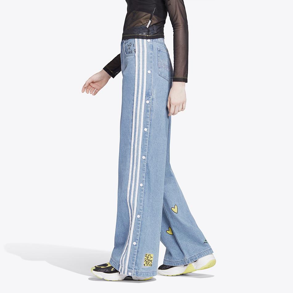 Adidas Originals Denim Track Pants With Stripes Women Bottoms Blue FL4153