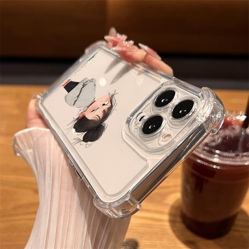 Cute Angry Little Girl Printed Clear Phone Case For iPhone 16 14 13 12 11 15 Pro Max SE XR X XS 7 8 Plus Transparent Tpu Cover
