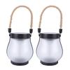 2pcs Solar Lantern Outdoor Lights Solar Powered USB Rechargeable Outdoor Lanterns with Realistic Flickering Fire Hemp