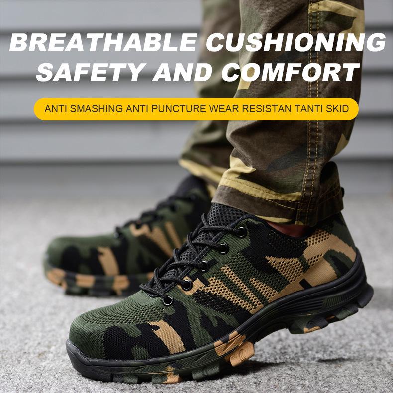 Men's Camouflage Safety Work Shoes - Anti-smash, Anti-puncture, Wear-resistant, Anti-slip, Four Seasons.