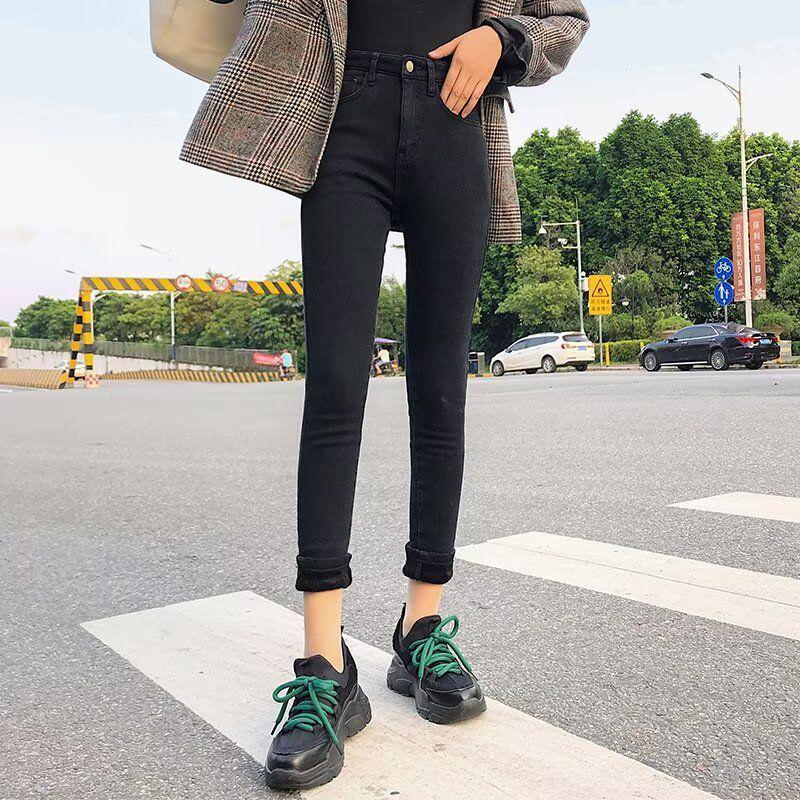 

Elastic Slim Fit Fleece-Lined Jeans - New Autumn/Winter Style: Thickened, Slimming, Narrow Leg, Cropped Pencil Pants 25