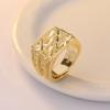 Open Ring Lao Sand Gold Plated Matte Carved Mens Wedding Band Copper Gold Tone Adjustable Jewelry