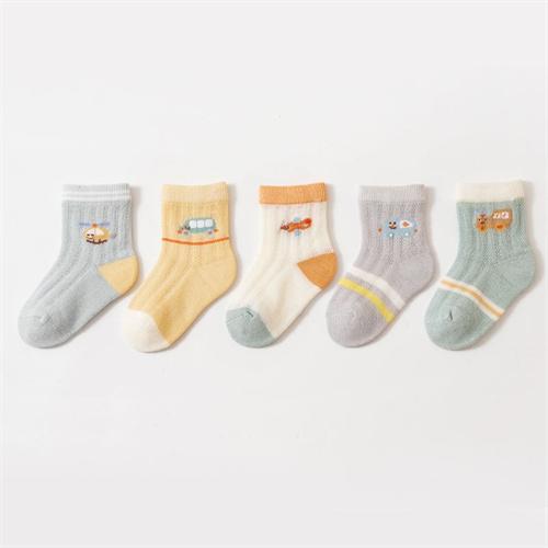 5Pairs/set Children's Socks For Girls Boys Summer Thin Cotton Kids Mesh Baby Socks For Infant Cartoon Sock 0-8Years