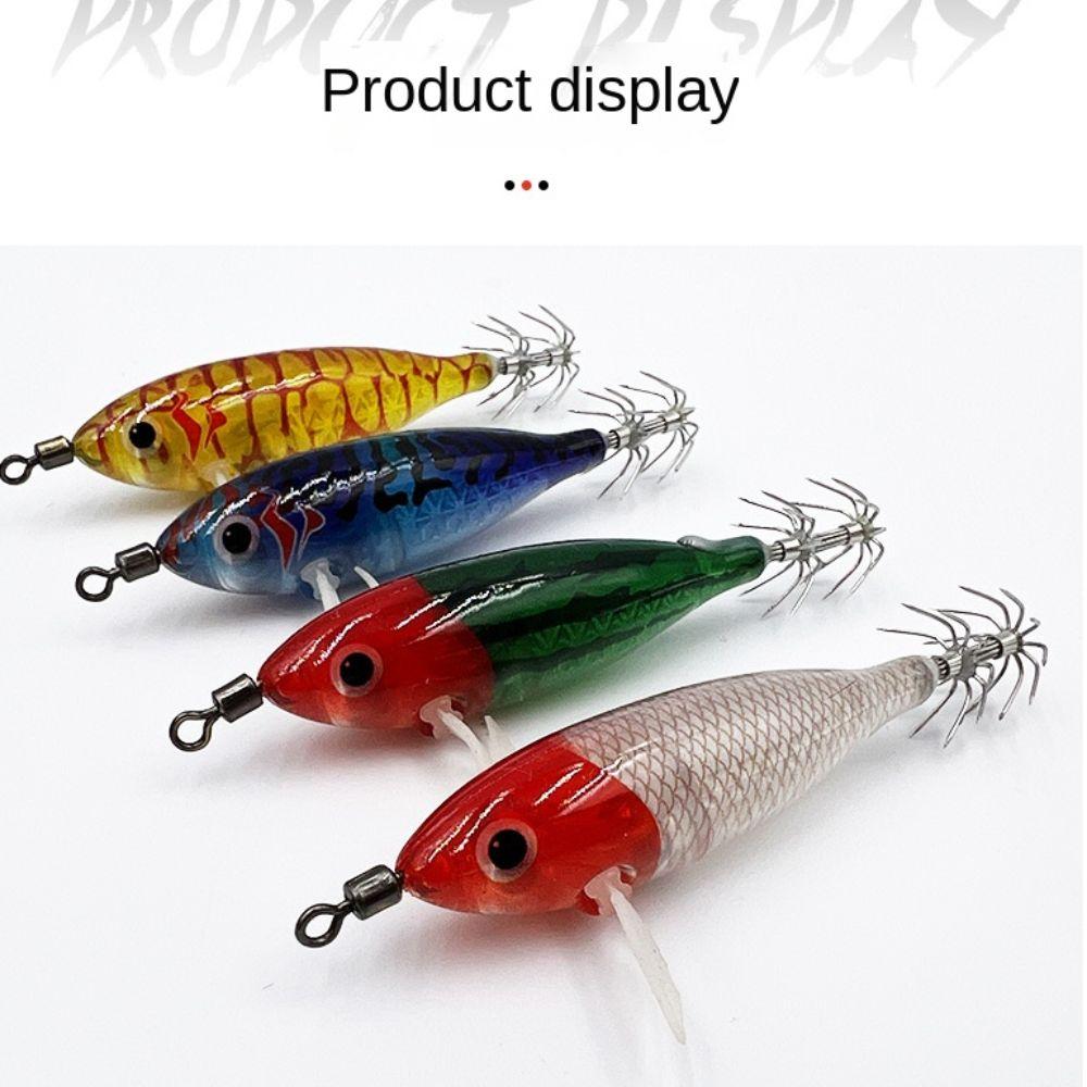 80mm Fishing Lure Noctilucent Artificial Artificial Squid Hook Jigs 5.7g Wood Noctilucent Squid Cuttlefish Jigs