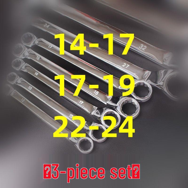 Dual-Ended Extra Long Chrome Hexagonal Box Wrench Set, Mirror Polished