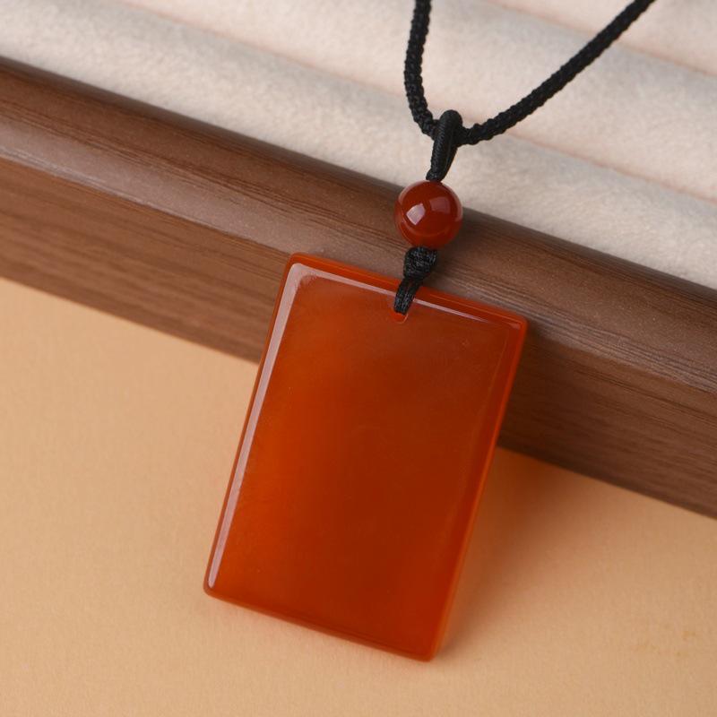 Red Agate Pendant Necklace - Peace Amulet for Men & Women