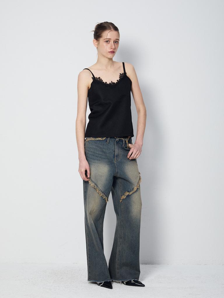 RENNESMIA Lace Jacquard Sleeveless_Black
