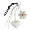 Sunflower Flower Heart Keychain Vintage Bag Ornament Fashion Bag Hanging  Keys