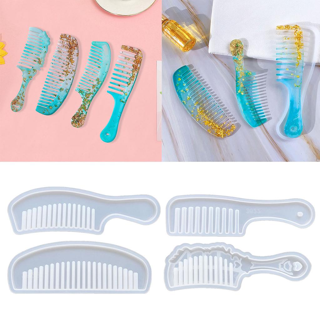 4Pieces Silicone Epoxy Molds DIY Crafts Moulds Home Table Decorations Comb Shaped DIY Ornaments Molds Silicone Material