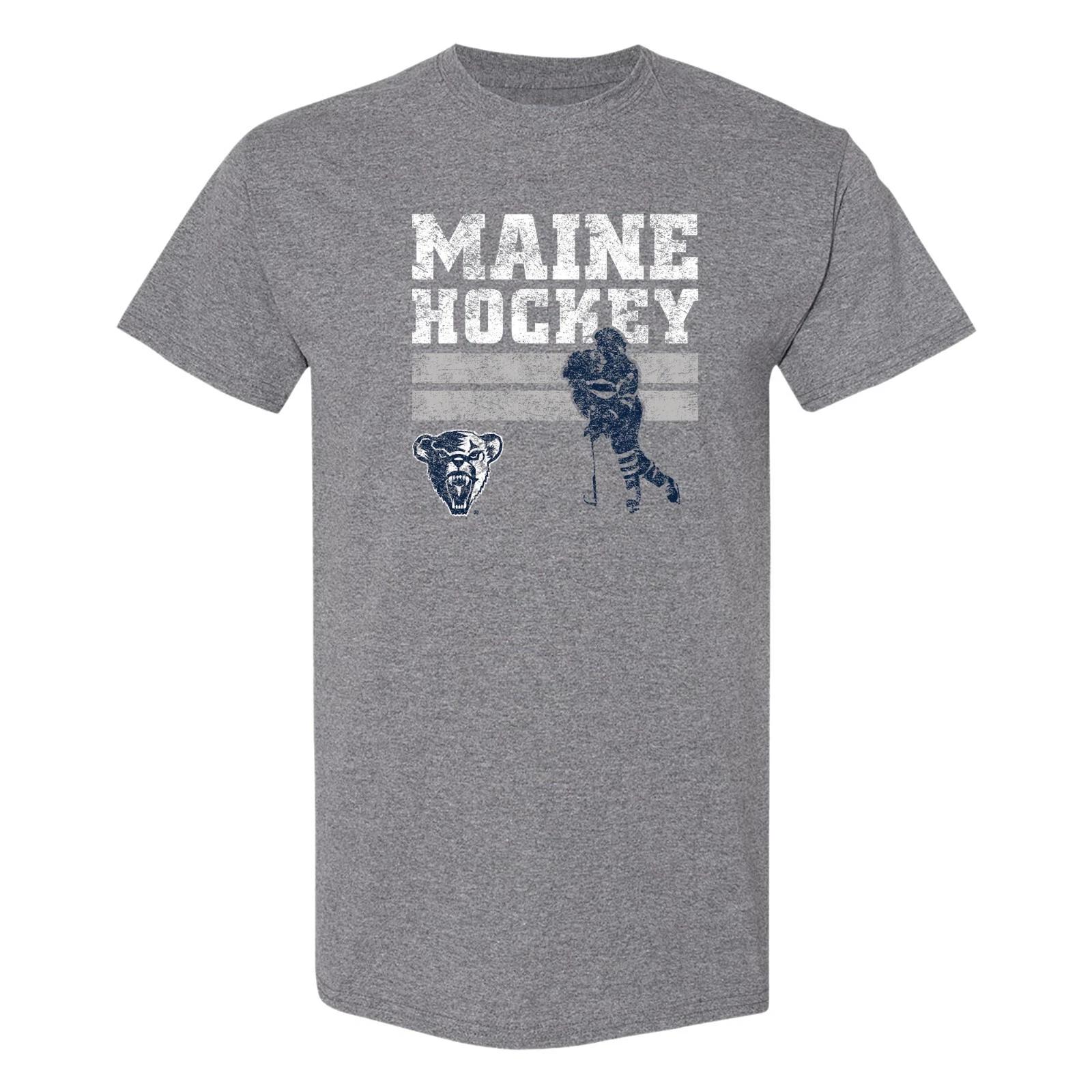 Maine Retro Ice Hockey T-Shirt - Graphite Heather 3XL