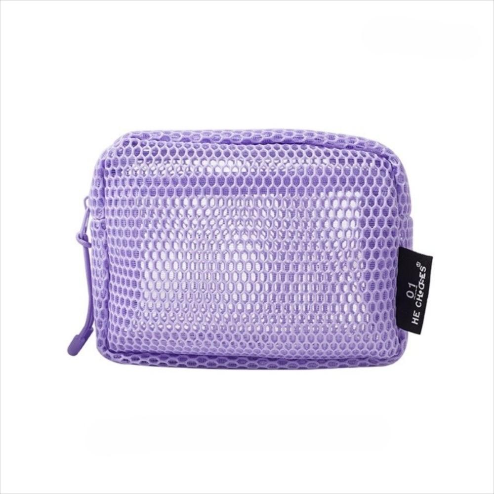 

Mesh Cosmetic Bag Large Capacity Transparent Lipstick Key Storage Pouch Square Candy Color Travel Toiletries Storage Bag