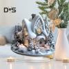 Christmas Acrylic Desktop Ornament Flat Snowy Cabin Ornament with Base Christmas Village Log Cabin Ornament for Holiday Table Decor