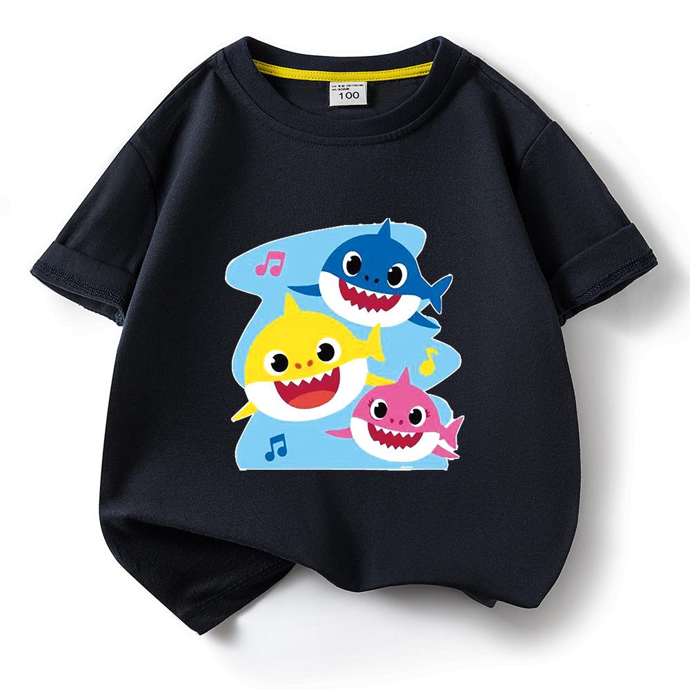 2024 Baby Shark Pure Cotton Short-Sleeve T-Shirt for Kids – Boys' and Girls' Summer Wear