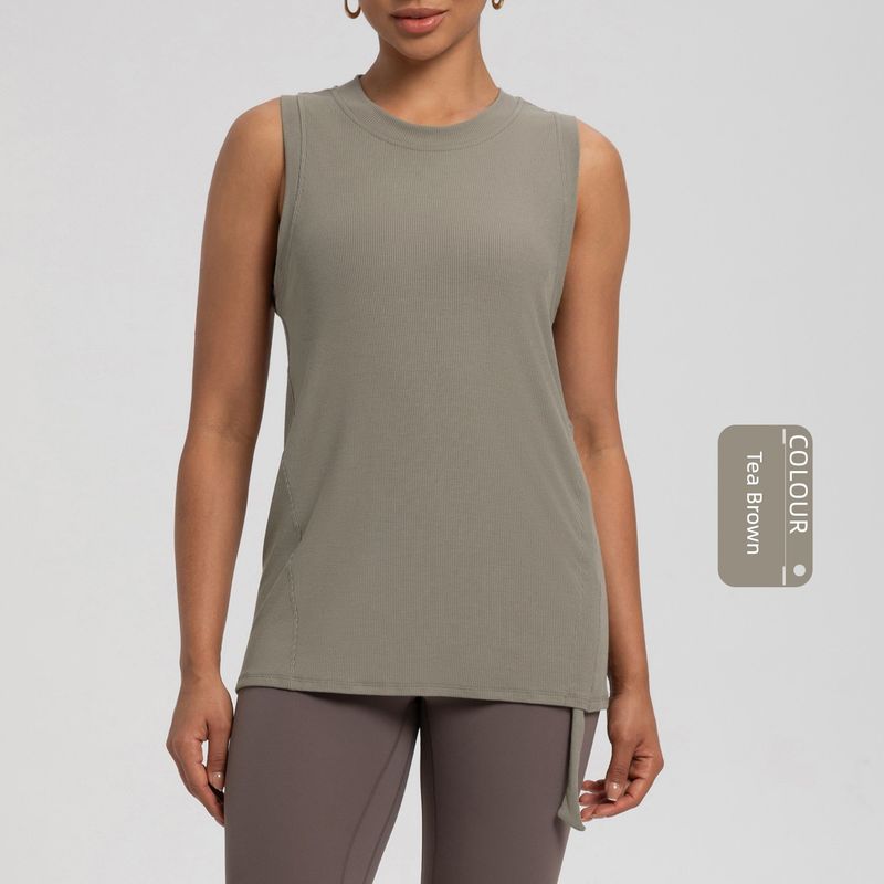 

Lu Same High Elastic Drawstring Yoga Vest for Women 2025 Best Selling New Loose Waist Tight Slimming Fitness Sports Top Tea Brown L [Recommendation 57.50kg -62.50kg]]