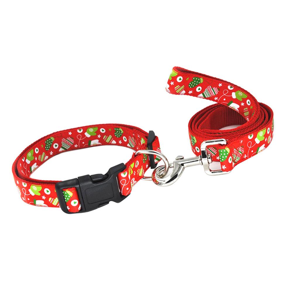 Pet Christmas Collar Pulling Strap Set High-Quality Nylon Material Stylish Adjustable Fit for Dogs Puppy S 2.5x40cm L 2.5x120cm