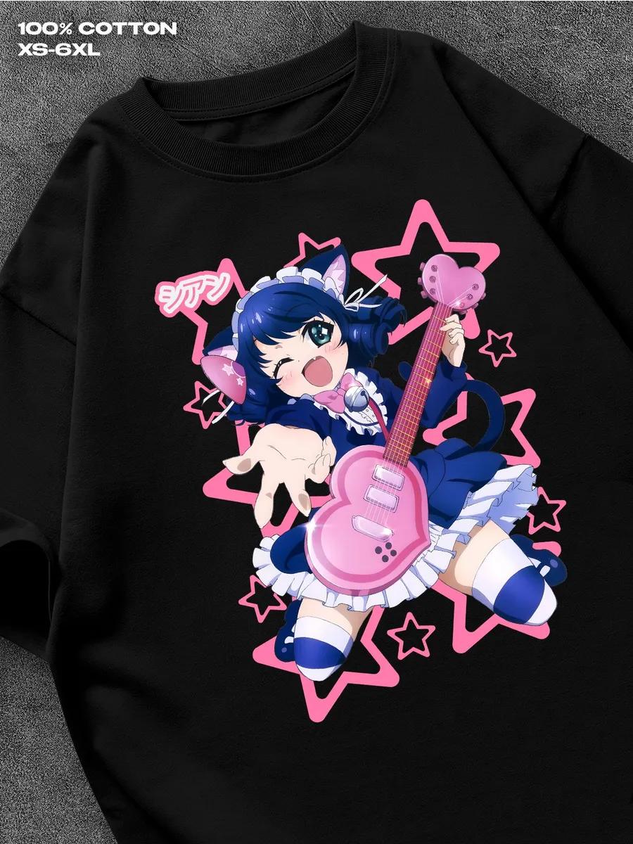 

Show by Rock!! Cyan Hijirikawa black T‑shirt Mens Tshirt Womens Tshirts with Letters Print Short Sleeves T-Shirt Casual Street Tee Shirt Top XXXL