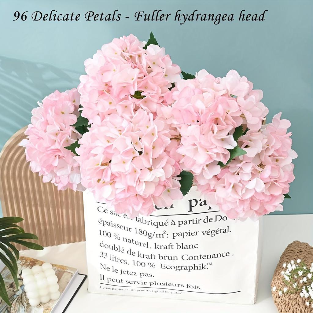 2pcs Artificial Hydrangea Flower, Real Touch Lifelike Artificial Flowers, Suitable For Outdoor Wedding Office Home Party Living Room Table Decoration