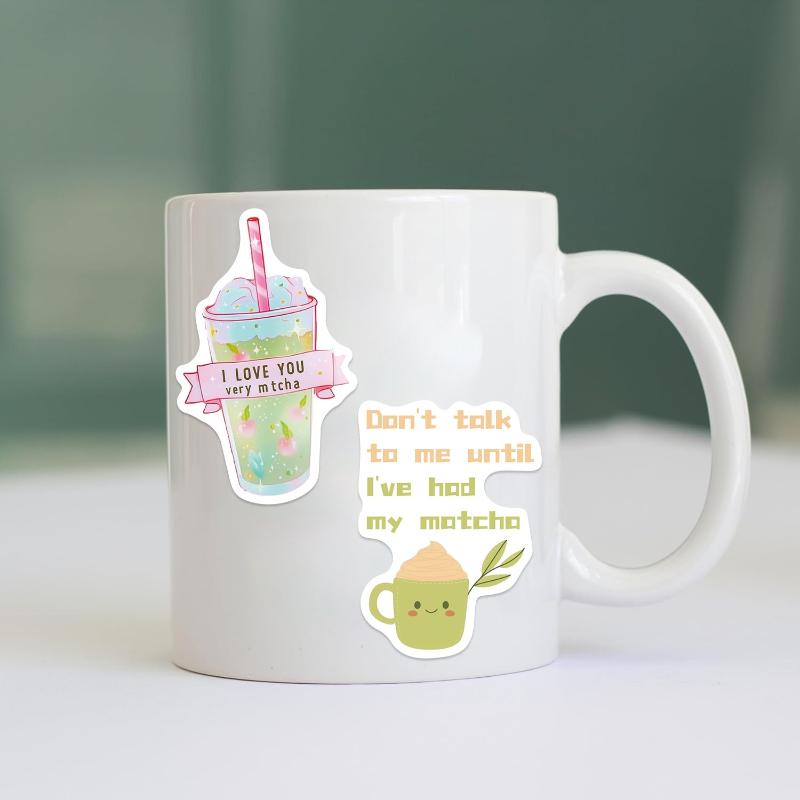 50 Stück Scrapbooking Handy Gepäck Skateboard Wasserdichte Aufkleber Niedliche Matcha Aufkleber Matcha Girly DIY Aufkleber