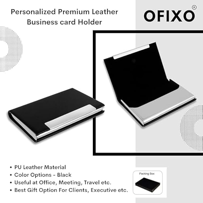 

OFIXO Card Holder Credit Card Package Card Holder Business Card Case Black Leather Visiting (OFX-1182) S