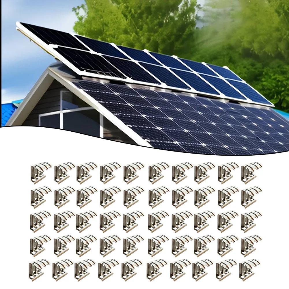 50pcs 304 Stainless Steel Water Guide Clips for Solar Panel Surfaces Designed To Reduce Maintenance and Enhance Water Management
