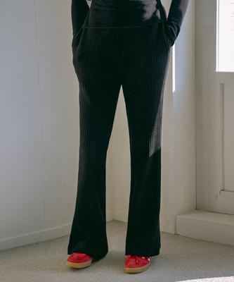 Banwonateullie P3216 Elastic Waist Corduroy Fleece-Lined Pants_Black