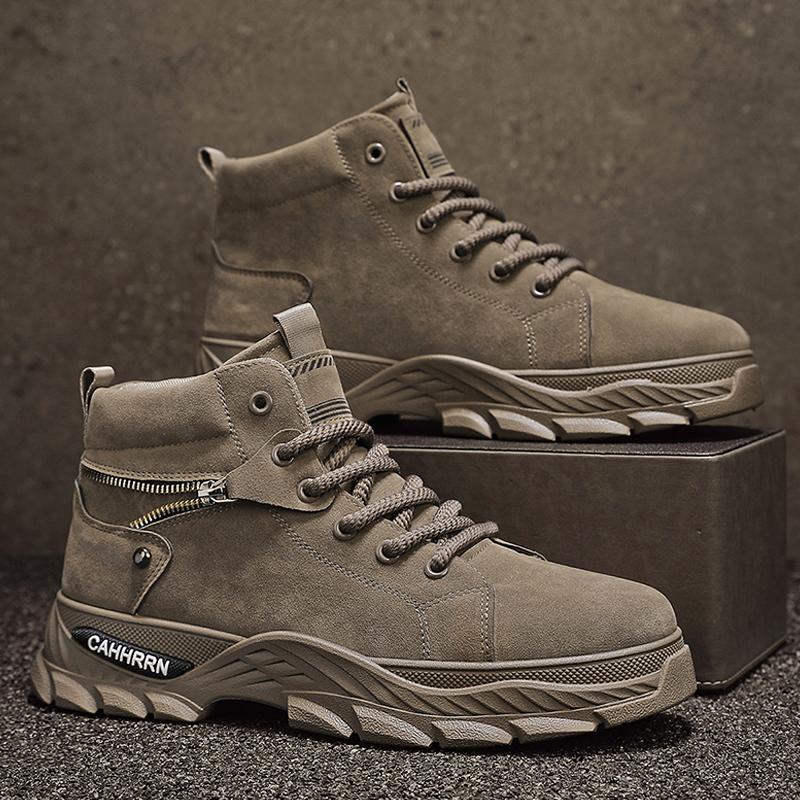 Men Boots Cotton Boot Autumn PU Splicing British High Top Retro Thick Sole Lace Up Comfort Anti Slip Sport Mountaineering Boot