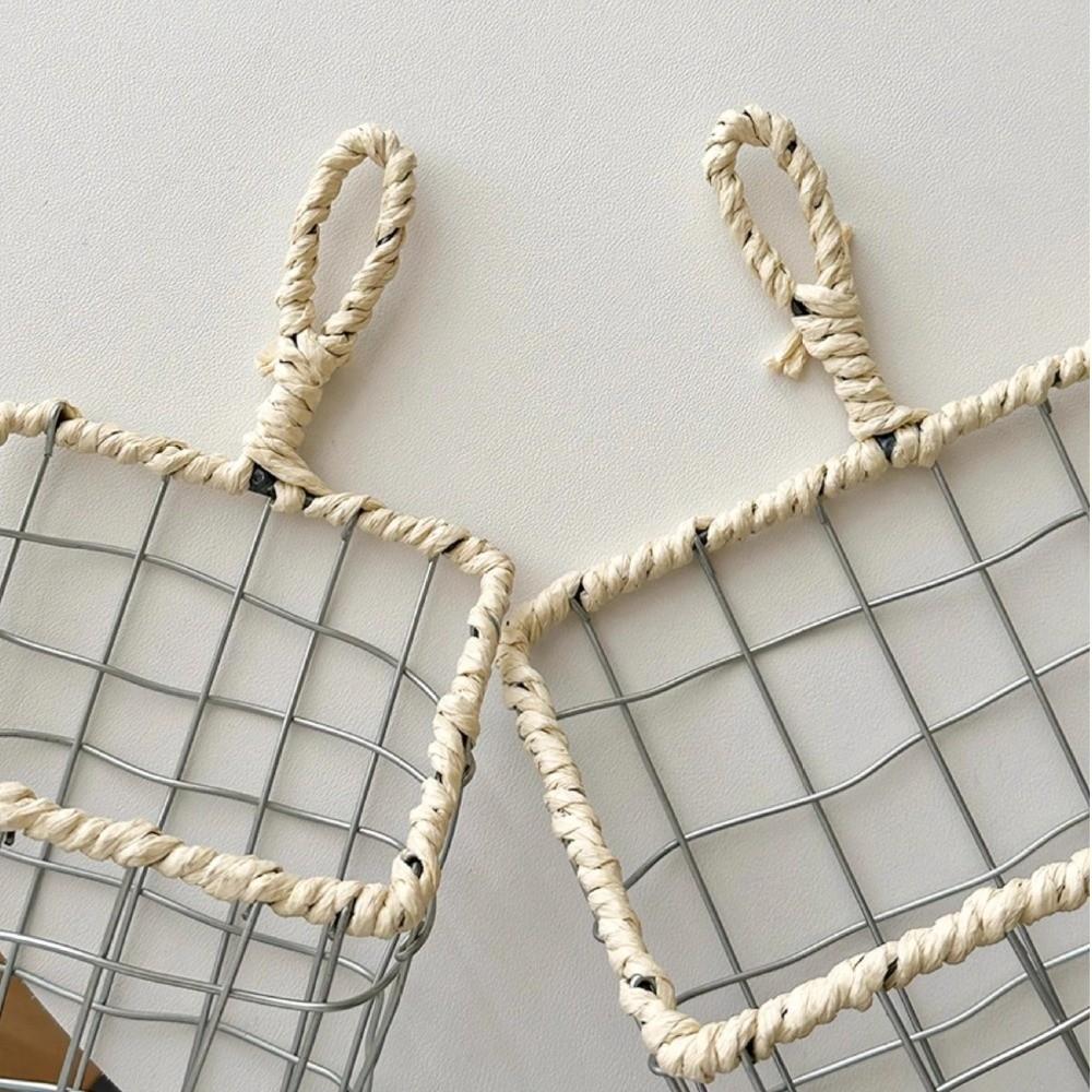 Woven Wire Wire Storage Basket Hollow out Storage Bin Decoration Storage Basket Home