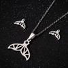 Thanksgiving Pendant Necklace & Earrings Set: Mother Holding Child, Stainless Steel Tree of Life Jewelry for Spring & Summer