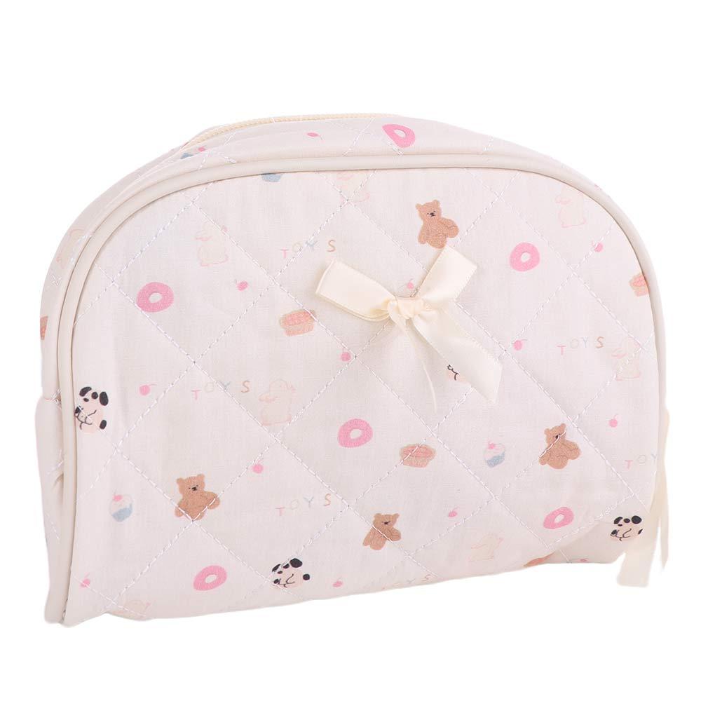 Handbag Portable Women's Cosmetic Bag Cute Bear Pattern Make Up Storage Bag Lightweight Zipper Travel Toiletry Bag Household