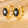Stainless Steel Earrings, Golden Oval-shaped Ladies' Earrings, Unique and Niche-style Accessories