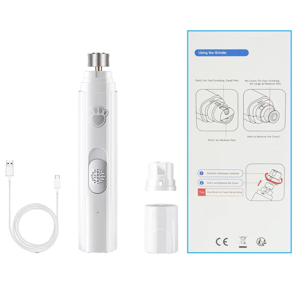 Electric Dog Nail Grinder Pet Nail Clipper USB Rechargeable Pet Nail Trimmers Painless with Polisher Wheel for Small/Large Pets