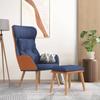 Day and Night - Day and Night Relaxation Armchair with Stool In Blue Fabric and Synthetic Leather