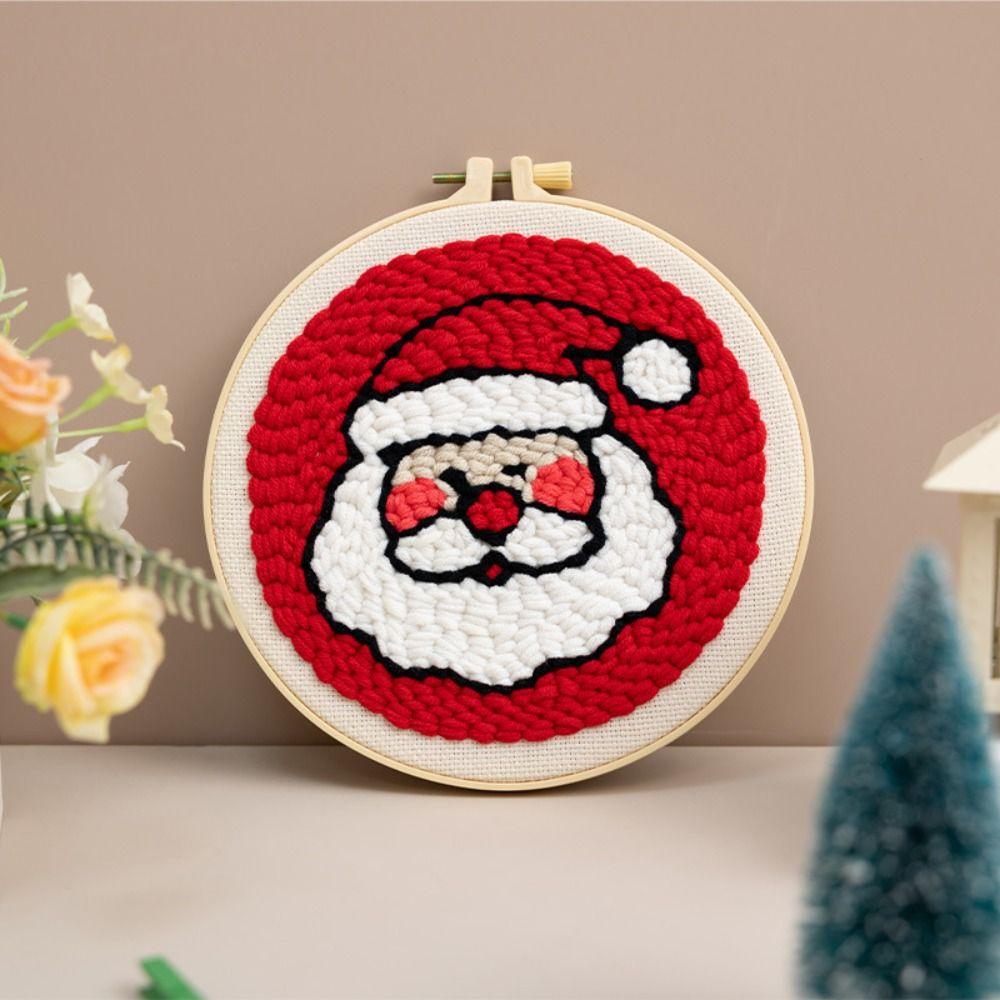 Merry Christmas Punch Needle Kit Beginner Embroidery Set Rug Hooking Kit Christmas Craft