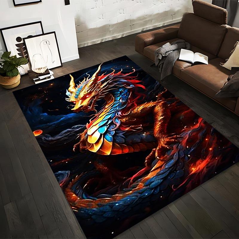 

Fiery Dragon Pattern Carpet with Vibrant Colors and Fantasy Design Suitable for use as an anti-slip for living room bedroom sofas 40x60cm( 15x23in )