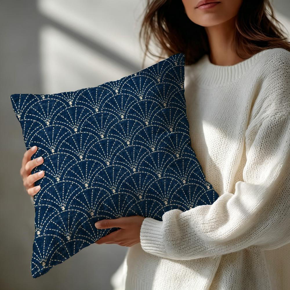 Muster Sashiko-Stickerei Indigofarbe Texturen Kissenbezug Gemusterter Kissenbezug Romantisch Gemütliches Zuhause Sofa Dekoration