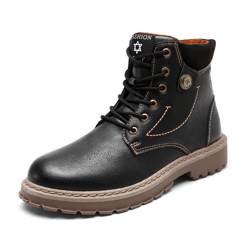 Mens Boots Autumn Winter Pu Leather Motorcycle Boots Fashion Outdoor Ankle Work Boots Hot Sale