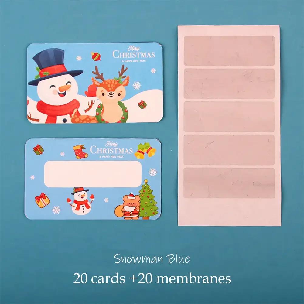 20pcs Cartoon Christmas Scratch Card Children s Christmas Handwritten Interactive Scratch Award Card Reward Lucky Scratch Decor