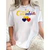 Wo Casual Kurzarm-T-Shirt mit Kolumbien-Schriftzug und buntem Herz-Print | Atmungsaktives Rundhals-Sommertop,