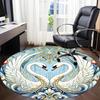 1pc Swan Art Office Round Area Rug, Indoor Mat Suitable ForOffice, Under Office Chairs Bedroom Living Room Home Decor D019