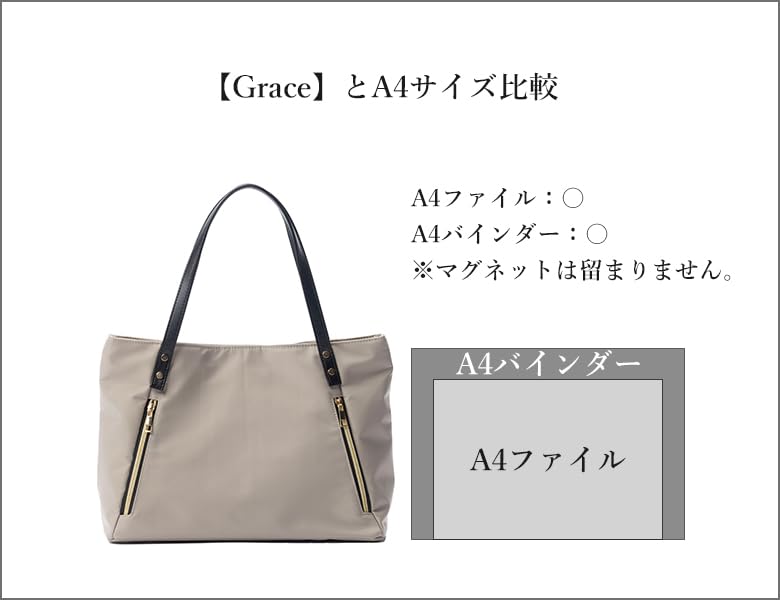 Tote Bag for A4 Shoulder Brand [Kagonomori] Women, Business, Commuting, Size, Bag, Lightweight, Water-repellent, Nylon, Large, Name, 502-12 [Gray]
