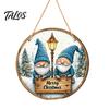 Xmas Hanging Ornaments for Doors Santa Wooden Round Wall Decor, Vintage Christmas Ornaments, Holiday Decor Home Sign Door Window Wall, Farmhouse Gift