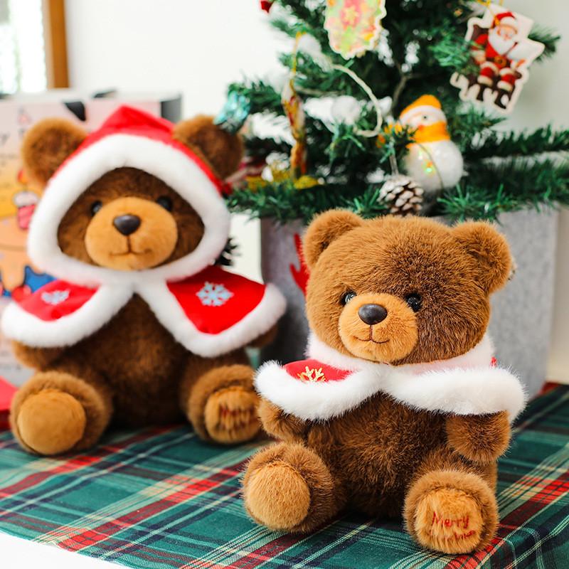 Weihnachts-Teddybär Plüschtier mit Weihnachts-Schal-Design für Kinder und Erwachsene